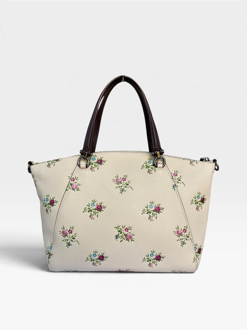 COACH Prairie Satchel Chalk White Floral Wildflower Pebble Leather Bag 22829 - Picture 2 of 16
